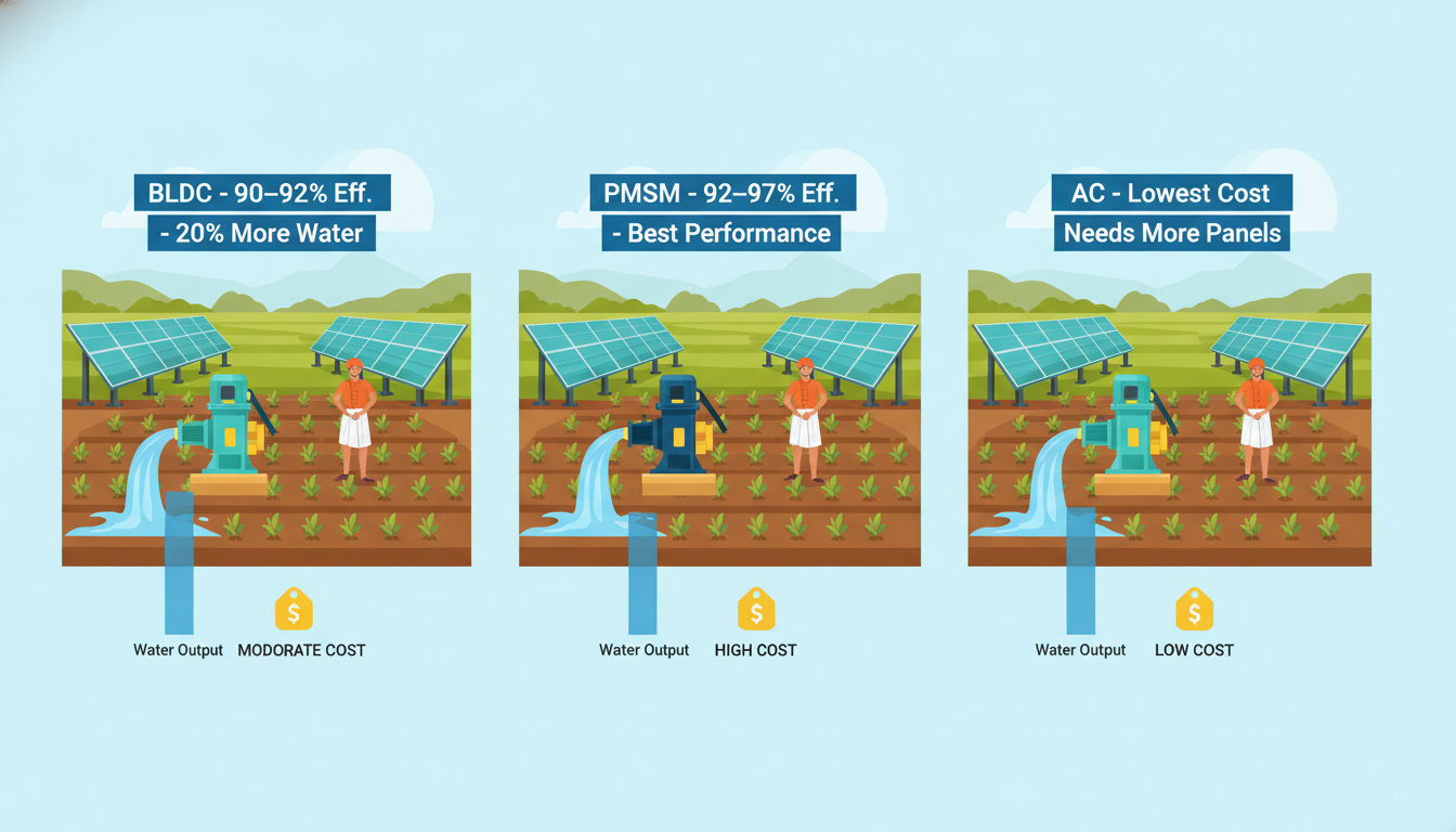 BLDC vs PMSM vs AC Solar Pumps: Which Is Best for Your Farm in India?